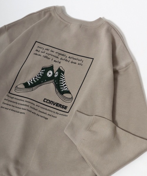 CONVERSE(コンバース)の「CONVERSE/コンバース オーバーサイズ 裏起毛 ワンポイントロゴ バックプリント サガラ刺繍 スウェット トレーナー レディース メンズ トップス(スウェット・レディース・オートミール/ブラック系その他/グレイッシュベージュ/オフホワイト/ブルーグリーン/スミクロ/ブルー系その他/グリーン/ブラック系その他2/アッシュグレー/スモークピンク/ダークグリーン/ブラック系その他3/ブラウン/グレー系その他/ネイビー/ブラック系その他4・L/LL/M)」の13枚目の写真