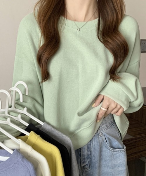 AMAJI(アマジ)の「長袖ショート Tシャツデザインセンスニッチトップスオールマッチセーター(ニット/セーター・レディース・ライトブルー/ライトグレー/ライトグリーン/イエロー/アイボリー/ブラック・FREE)」の20枚目の写真