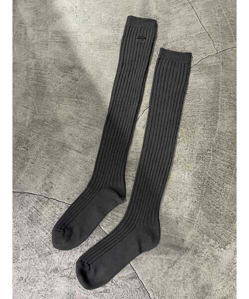 EMODA（エモダ）の「サイドロゴロングソックス（ソックス/靴下・レディース・グレー/ブラック・FREE）」の2枚目の写真