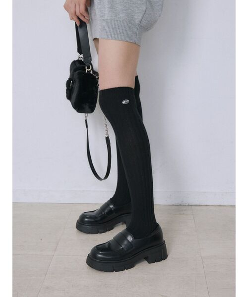 EMODA（エモダ）の「サイドロゴロングソックス（ソックス/靴下・レディース・グレー/ブラック・FREE）」の9枚目の写真