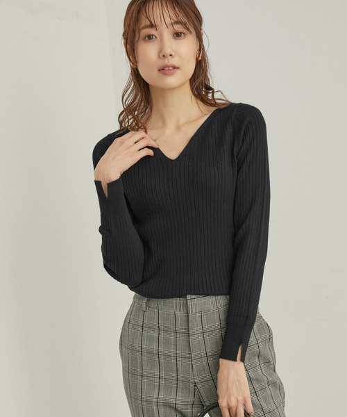 ROPE' PICNIC（ロペピクニック）の「洗濯機OK/ハートネックニットプルオーバー（ニット/セーター・レディース・ピンク/ブラック/ベージュ系その他・38）」の6枚目の写真