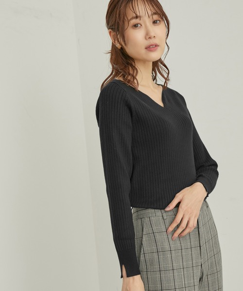 ROPE' PICNIC（ロペピクニック）の「洗濯機OK/ハートネックニットプルオーバー（ニット/セーター・レディース・ピンク/ブラック/ベージュ系その他・38）」の7枚目の写真