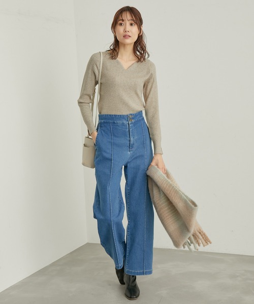 ROPE' PICNIC（ロペピクニック）の「洗濯機OK/ハートネックニットプルオーバー（ニット/セーター・レディース・ピンク/ブラック/ベージュ系その他・38）」の9枚目の写真