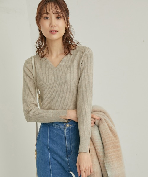 ROPE' PICNIC（ロペピクニック）の「洗濯機OK/ハートネックニットプルオーバー（ニット/セーター・レディース・ピンク/ブラック/ベージュ系その他・38）」の11枚目の写真