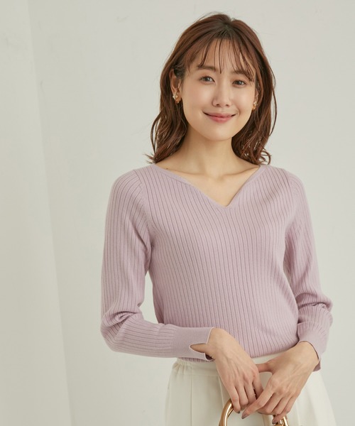 ROPE' PICNIC（ロペピクニック）の「洗濯機OK/ハートネックニットプルオーバー（ニット/セーター・レディース・ピンク/ブラック/ベージュ系その他・38）」の16枚目の写真