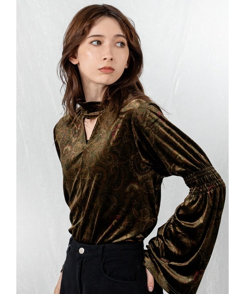 Adoon plain（アドーンプレーン）の「アソートベロアブラウス（シャツ/ブラウス・レディース・カーキ/その他/ブラック・FREE）」の3枚目の写真