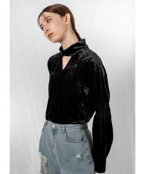 Adoon plain（アドーンプレーン）の「アソートベロアブラウス（シャツ/ブラウス・レディース・カーキ/その他/ブラック・FREE）」の10枚目の写真