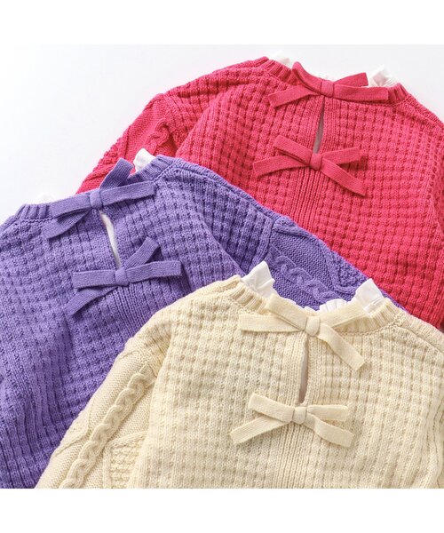 BREEZE（ブリーズ）の「2Pニットセット（ニット/セーター・キッズ・アイボリー/パープル/ピンク・90/140/100/120）」の5枚目の写真