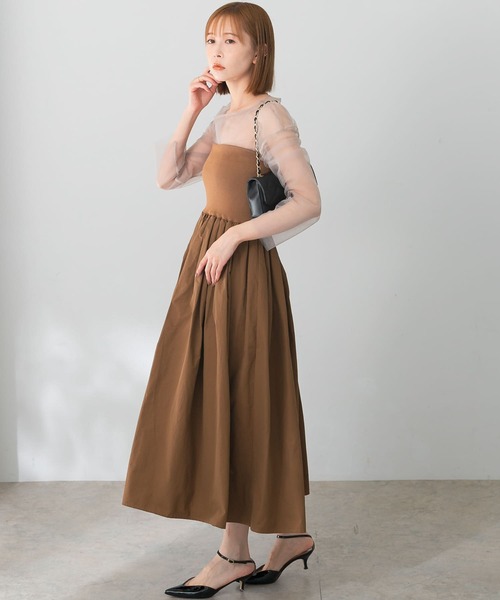 URBAN RESEARCH ROSSO WOMEN（アーバンリサーチ　ロッソ）の「レイヤードチュールブラウス（シャツ/ブラウス・レディース・ブラック/ベージュ・FREE）」の17枚目の写真