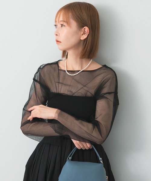 URBAN RESEARCH ROSSO WOMEN（アーバンリサーチ　ロッソ）の「レイヤードチュールブラウス（シャツ/ブラウス・レディース・ブラック/ベージュ・FREE）」の2枚目の写真