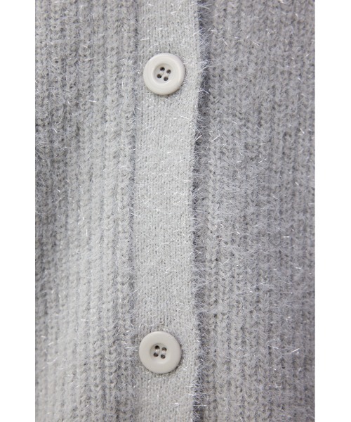 MOUSSY グレー ラメ入り カーディガン MOUSSY | GLITTER SHAGGY ニットカーディガン (カーディガン