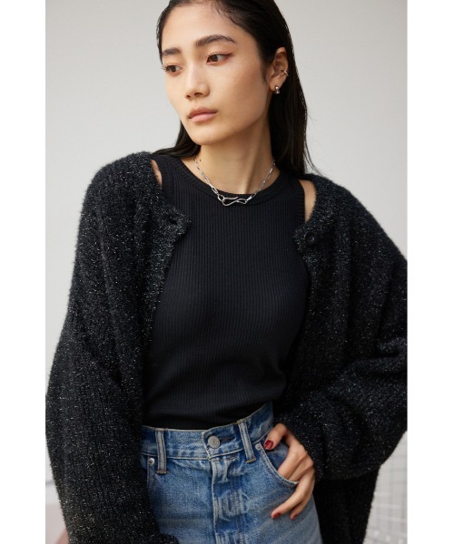 AZUL by moussy（アズールバイマウジー）の「ラメニットカーディガン（カーディガン/ボレロ・レディース・ブルー/ライトグレー/ゴールド/ブラック・SMALL/MEDIUM）」の15枚目の写真