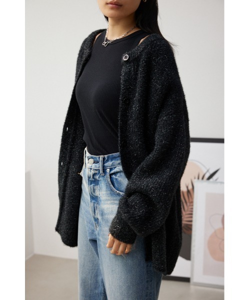 AZUL by moussy（アズールバイマウジー）の「ラメニットカーディガン（カーディガン/ボレロ・レディース・ブルー/ライトグレー/ゴールド/ブラック・SMALL/MEDIUM）」の16枚目の写真