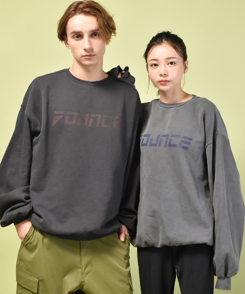 セール】ピグメントダイ ユーズド加工 スウェットクルー / プリント