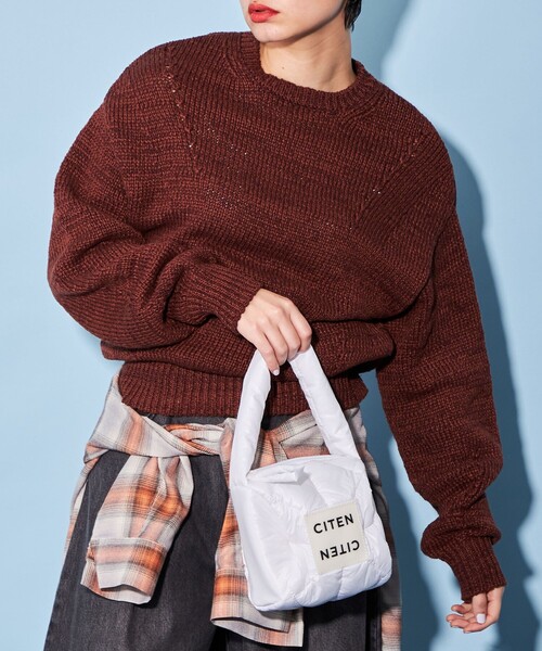 CITEN（シテン）の「＜CITEN＞パデッド ドラムバッグ ハーフ（ハンドバッグ・レディース・ブラック/ホワイト/シルバー/オレンジ系その他・FREE）」の5枚目の写真