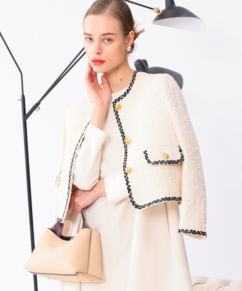 EFFE BEAMS（エッフェビームス）の「EFFE BEAMS / ノーカラー ブレード ジャケット（ノーカラージャケット・レディース・ナチュラル・38/36）」の4枚目の写真