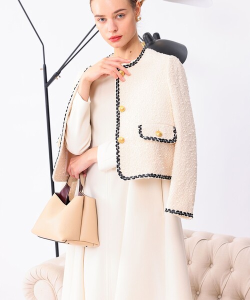 EFFE BEAMS（エッフェビームス）の「EFFE BEAMS / ノーカラー ブレード ジャケット（ノーカラージャケット・レディース・ナチュラル・38/36）」の5枚目の写真