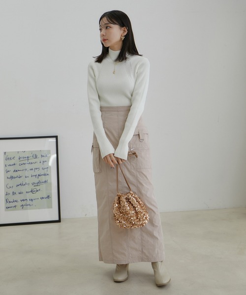 VIS（ビス）の「【洗える】袖スリットハイネックリブニット（ニット/セーター・レディース・ブラック/イエロー系その他/オフホワイト・M/S）」の10枚目の写真