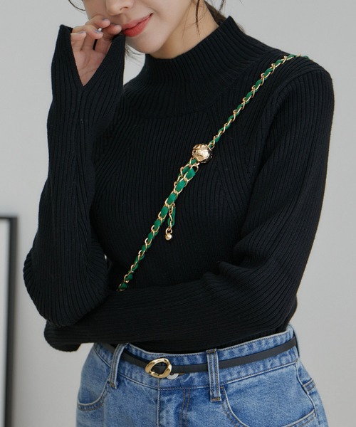 VIS（ビス）の「【洗える】袖スリットハイネックリブニット（ニット/セーター・レディース・ブラック/イエロー系その他/オフホワイト・M/S）」の11枚目の写真