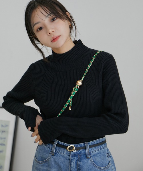 VIS（ビス）の「【洗える】袖スリットハイネックリブニット（ニット/セーター・レディース・ブラック/イエロー系その他/オフホワイト・M/S）」の12枚目の写真