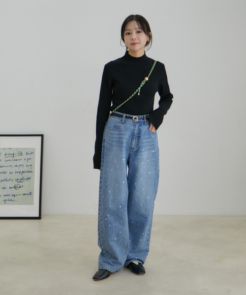 VIS（ビス）の「【洗える】袖スリットハイネックリブニット（ニット/セーター・レディース・ブラック/イエロー系その他/オフホワイト・M/S）」の13枚目の写真