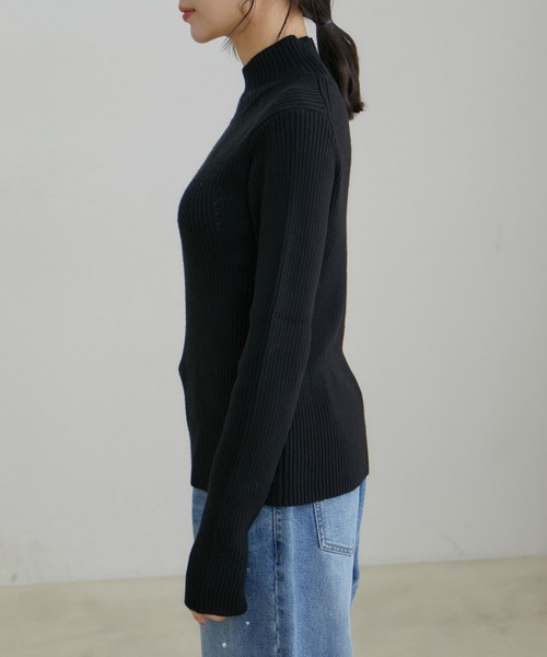 VIS（ビス）の「【洗える】袖スリットハイネックリブニット（ニット/セーター・レディース・ブラック/イエロー系その他/オフホワイト・M/S）」の16枚目の写真