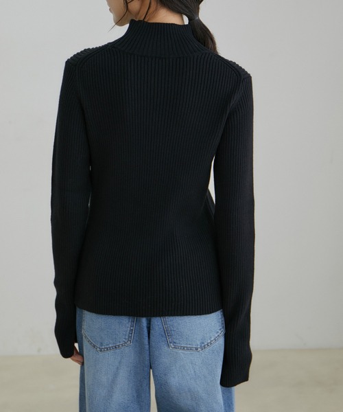 VIS（ビス）の「【洗える】袖スリットハイネックリブニット（ニット/セーター・レディース・ブラック/イエロー系その他/オフホワイト・M/S）」の17枚目の写真