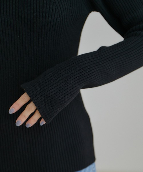 VIS（ビス）の「【洗える】袖スリットハイネックリブニット（ニット/セーター・レディース・ブラック/イエロー系その他/オフホワイト・M/S）」の20枚目の写真