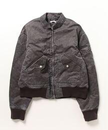 XU | ストリートファッション XU エックスユー pigment bomber padding オーバーサイズ ボンバージャケット Ma-1 ジップアウター ジップアップ ジャケット フード付き(ダウンジャケット/コート)