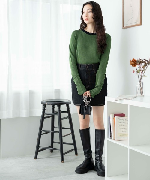 WEGO（ウィゴー）の「WEGO/リバーシブルニットトップス（ニット/セーター・レディース・ブラック/ブルー/グリーン・FREE）」の21枚目の写真