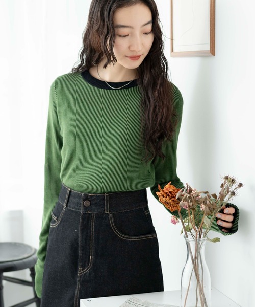 WEGO（ウィゴー）の「WEGO/リバーシブルニットトップス（ニット/セーター・レディース・ブラック/ブルー/グリーン・FREE）」の5枚目の写真