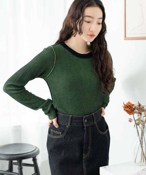 WEGO（ウィゴー）の「WEGO/リバーシブルニットトップス（ニット/セーター・レディース・ブラック/ブルー/グリーン・FREE）」の9枚目の写真