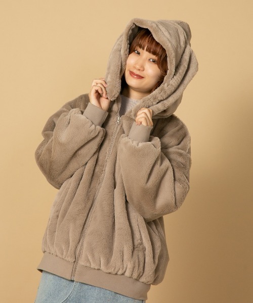 ふわふわ もこもこ デカ耳 うさ耳 しっぽエコファー フェイク