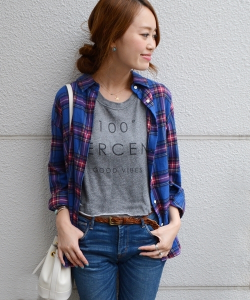 SHIPS for women(シップスフォーウィメン)の「ネルチェックカシュクールシャツ◇(シャツ/ブラウス・レディース・オフホワイト/チャコールグレー/ブルー・38/36)」の3枚目の写真