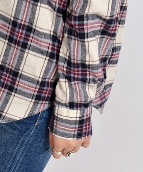 SHIPS for women(シップスフォーウィメン)の「ネルチェックカシュクールシャツ◇(シャツ/ブラウス・レディース・オフホワイト/チャコールグレー/ブルー・38/36)」の5枚目の写真