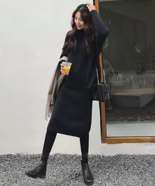 Miniministore（ミニミニストア）の「韓国風 ニット セットアップ レディース（アンサンブル・レディース・ブルー/ブラック/モカ・フリー）」の7枚目の写真