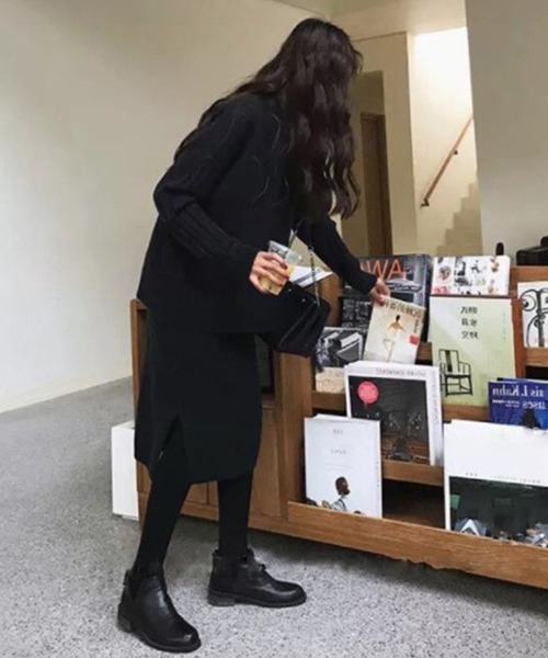 Miniministore（ミニミニストア）の「韓国風 ニット セットアップ レディース（アンサンブル・レディース・ブルー/ブラック/モカ・フリー）」の8枚目の写真