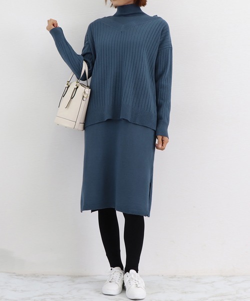 Miniministore（ミニミニストア）の「韓国風 ニット セットアップ レディース（アンサンブル・レディース・ブルー/ブラック/モカ・フリー）」の16枚目の写真