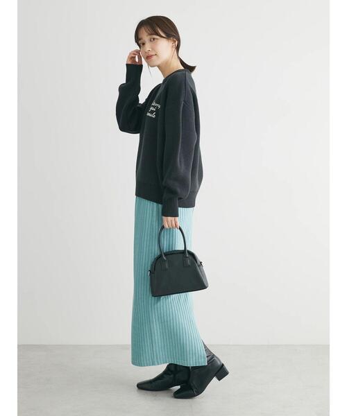 Green　Parks（グリーンパークス）の「刺繍ロゴニットプルオーバー（ニット/セーター・レディース・杢グレー/ミント/ダークグレー/ベージュ・FREE）」の8枚目の写真