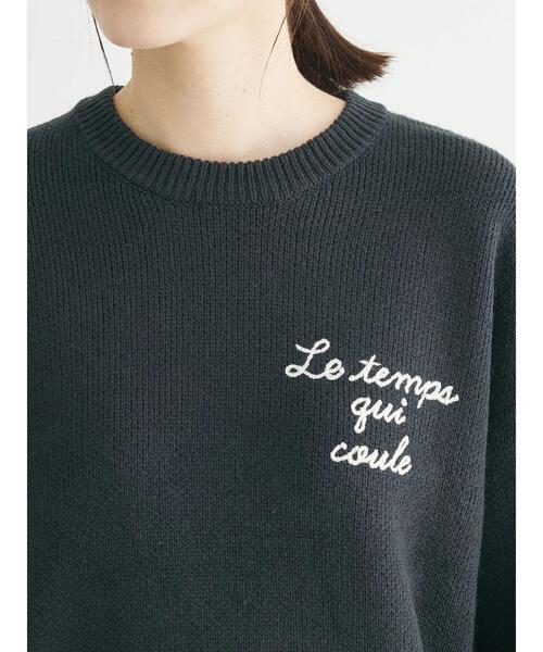 Green　Parks（グリーンパークス）の「刺繍ロゴニットプルオーバー（ニット/セーター・レディース・杢グレー/ミント/ダークグレー/ベージュ・FREE）」の13枚目の写真