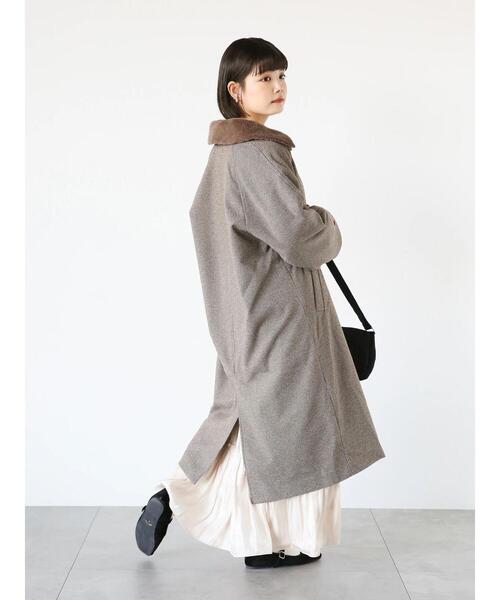 【イタリア製生地】COMME CA DU MODE⭐︎チェスターコート 襟ボア L イタリア製生地】COMME CA DU MODE⭐︎チェスターコート 襟ボア L