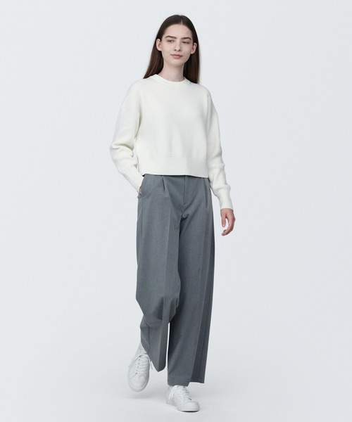 無印良品(ムジルシリョウヒン)の「婦人 洗える畦編みショート丈クルーネックセーター(ニット/セーター・レディース・オフホワイト/ネイビー/グリーン/オートミール/ライトイエロー/ピンク・XS/M/S/XL/L)」の7枚目の写真