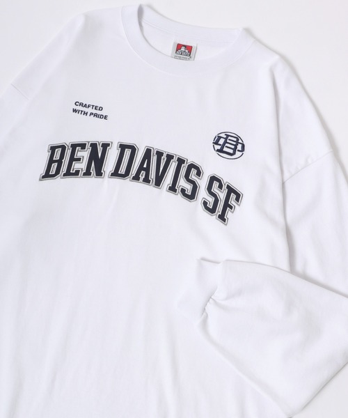 【セール】BEN DAVIS/ベンデイビス カレッジ ワッペンロゴ刺繍 ビッグシルエット 長袖Tシャツ ロンT レディース メンズ（Tシャツ/カットソー）｜BEN DAVIS（ベンデイビス）
