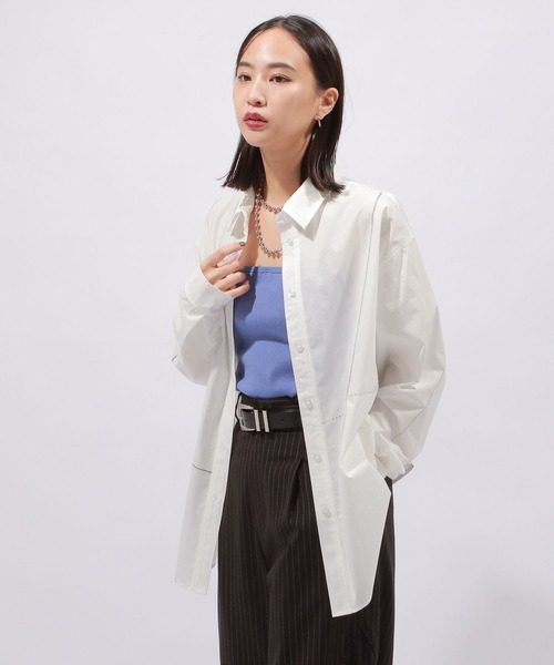 PAGEBOY（ページボーイ）の「ステッチワークシャツ（シャツ/ブラウス・レディース・ブラック/オフホワイト・FREE）」の11枚目の写真