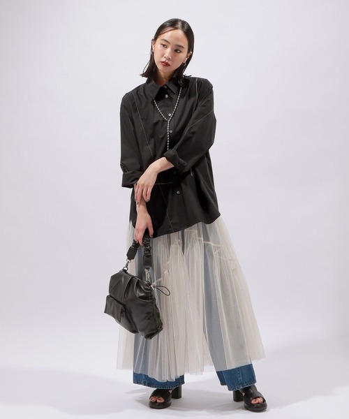 PAGEBOY（ページボーイ）の「ステッチワークシャツ（シャツ/ブラウス・レディース・ブラック/オフホワイト・FREE）」の14枚目の写真