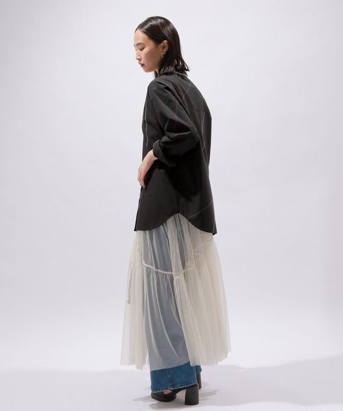 PAGEBOY（ページボーイ）の「ステッチワークシャツ（シャツ/ブラウス・レディース・ブラック/オフホワイト・FREE）」の12枚目の写真