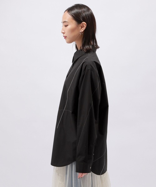 PAGEBOY（ページボーイ）の「ステッチワークシャツ（シャツ/ブラウス・レディース・ブラック/オフホワイト・FREE）」の9枚目の写真