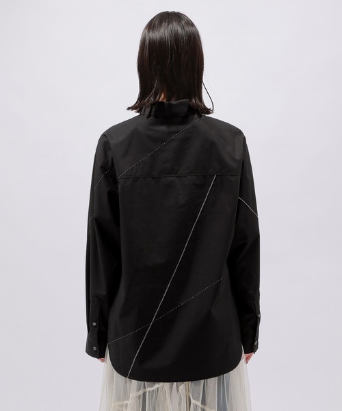 PAGEBOY（ページボーイ）の「ステッチワークシャツ（シャツ/ブラウス・レディース・ブラック/オフホワイト・FREE）」の7枚目の写真