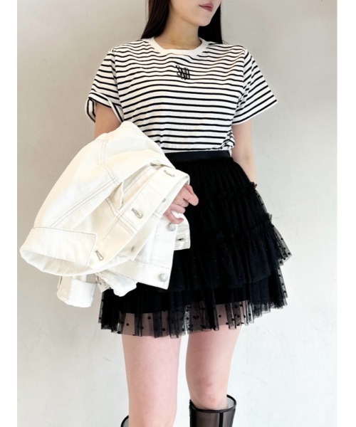 SNIDEL（スナイデル）の「ワンポイントカットトップス（Tシャツ/カットソー・レディース・ホワイト/ブラック/ベージュ・FREE）」の22枚目の写真