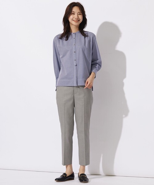 J.PRESS（ジェイプレス）の「【洗える】シャークスキン テーパード パンツ（その他パンツ・レディース・ネイビー系/スモーキーグリーン系/ライトグレー系・7/9/11/13）」の6枚目の写真